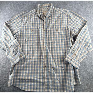 Schmidt Workwear Mens XL Blue Yellow Plaid Long Sleeve Button Down Shirt